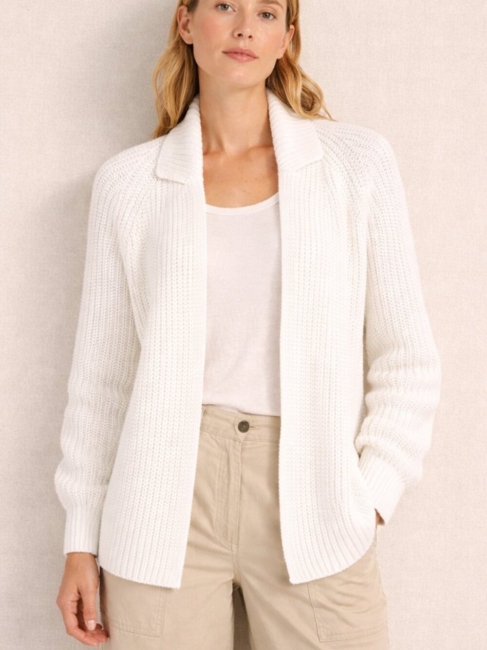 Haven Well Within Cotton Blend White Knit Cardigan XXL